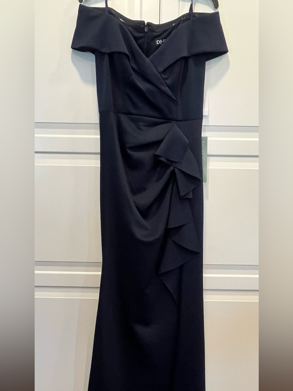 Navy Off-Shoulder Evening Dress